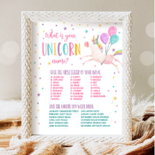 Was ist dein Einhorn-Name Magisches Geburtstagsspi Poster