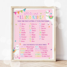 Was ist dein Lama Name Party Poster?