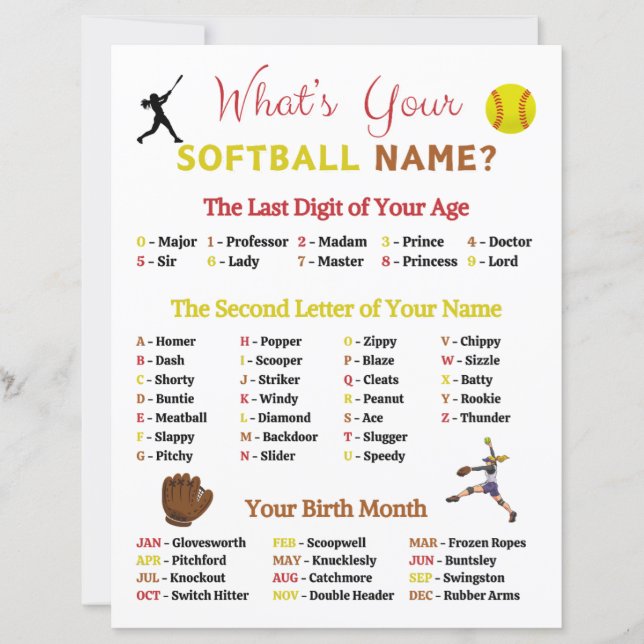 Was ist dein Softball-Namensspiel? (Vorderseite)