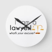 Was ist deine Ausrede? Runde Wanduhr (Vorderseite)