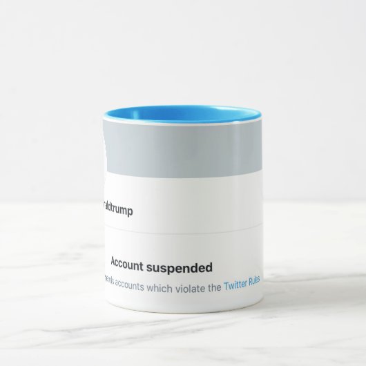 Was ist der Tee? Trump aus Twitter verboten Tasse (Zentrum)