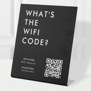 Was ist der WiFi-Code?   Network Password Black QR Sockelschild