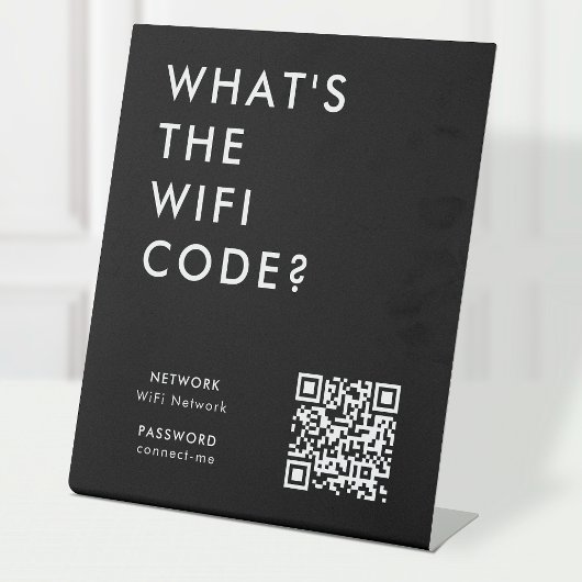 Was ist der WiFi-Code? | Network Password Black QR Sockelschild
