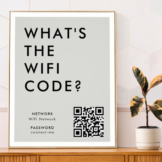 Was ist der WiFi-Code? | Wifi Network QR Code Grau Poster