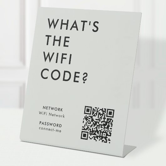 Was ist der WiFi-Code? | Wifi Network QR Code Grau Sockelschild