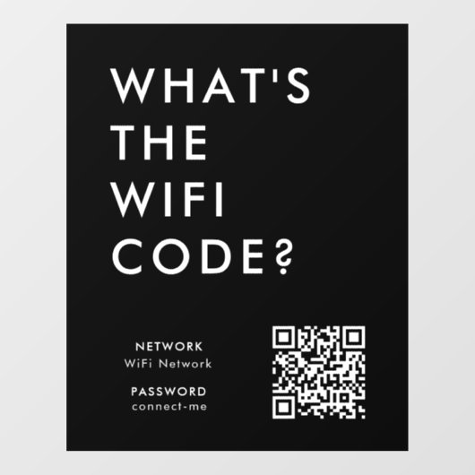 Was ist der WiFi-Code? | Wifi Network QR Code Schw Fensteraufkleber (Blatt)