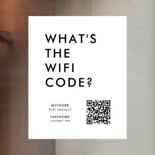 Was ist der WiFi-Code?   Wifi Network QR Code Weiß Fensteraufkleber