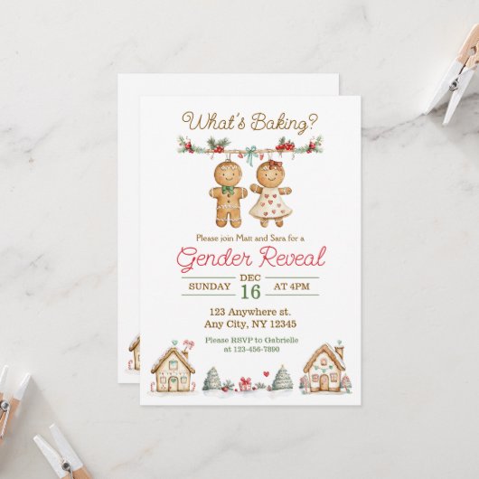 Was ist die Aufdeckung von Gender? Einladung (Vorderseite/Rückseite Beispiel)