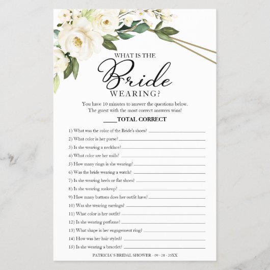 Was ist die Braut, die eine Spielwiese trägt? Flyer (Vorne)