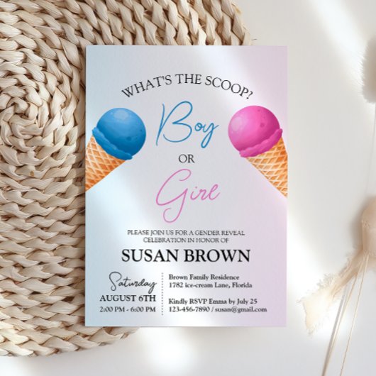 Was ist die "Scoop Gender Reveal Ice Cream" Einladung