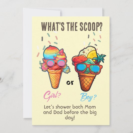 Was ist die "Scoop Ice Cream Gender Reveal"? Einladung (Vorderseite)