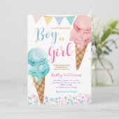 Was ist die "Scoop Ice Cream Gender Reveal"? Einladung (Stehend Vorderseite)