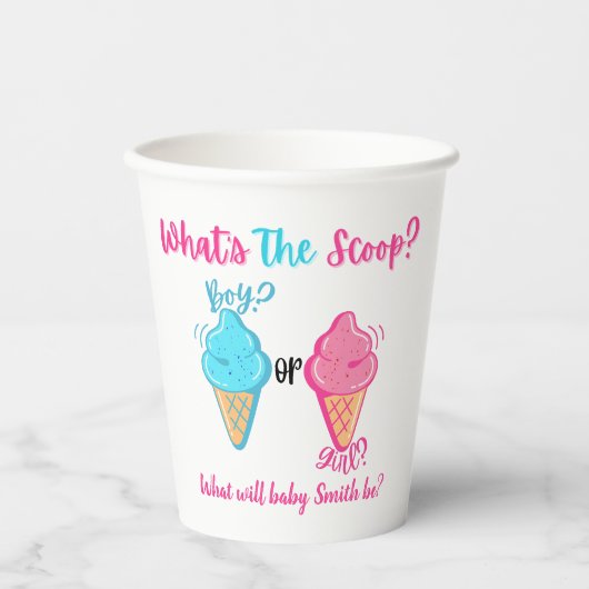 Was ist die "Scoop Ice Cream Gender Reveal"? Pappbecher (Vorderseite)