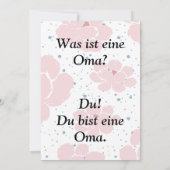 Was ist eine Oma? Schwangerschaft verkünden Einladung (Rückseite)