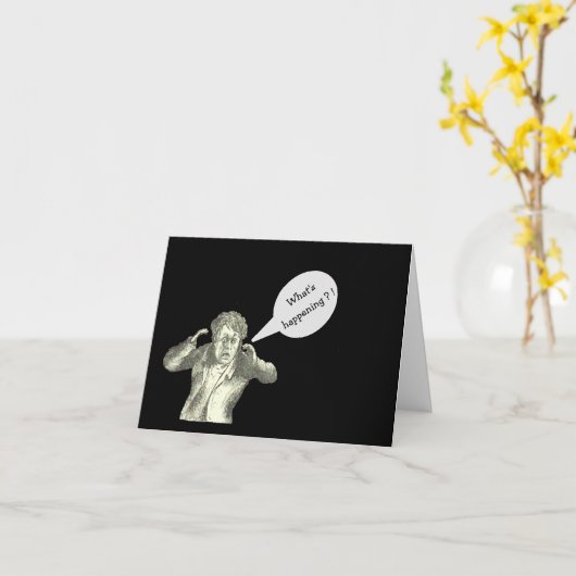 "WAS IST EREIGNIS?!/EINFACH IN/CARTOON MANN PRÜFEN KARTE (Gelbe Blume)