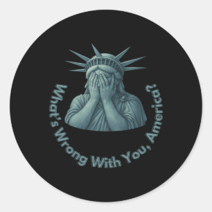 Was ist falsch an Ihnen, wtf America Anti Trump Runder Aufkleber