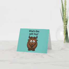 Was ist Gnu, Funny Buffalo Cartoon Animal Pun? Karte