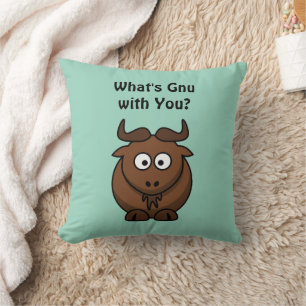 Was ist Gnu, Funny Buffalo Cartoon Animal Pun? Kissen