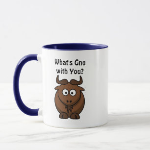Was ist Gnu, Funny Buffalo Cartoon Animal Pun? Tasse