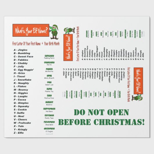 Was ist Ihr Elf-Name? Geschenkpapier (Flach)