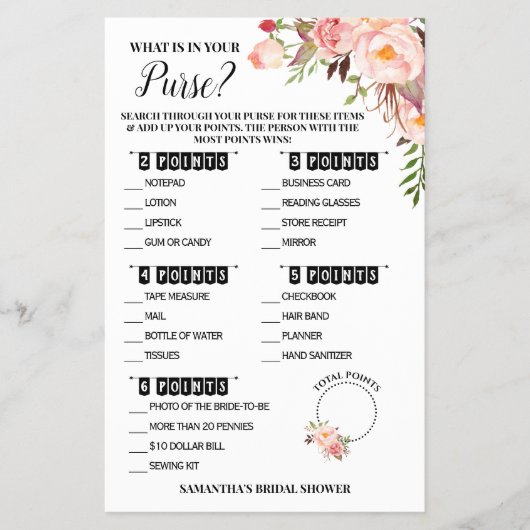 Was ist in deinem Brautparty Pink Game Card? Flyer (Vorne)