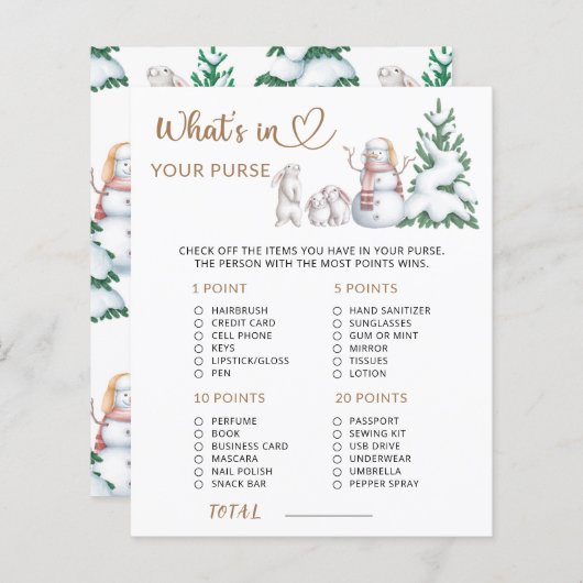 Was ist in deinem Handtaschen-Baby-Duschspiel? (Vorne/Hinten)