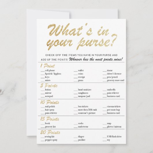 Was ist in deinem Handtaschendiebstahl-Spiel? (Vorderseite)