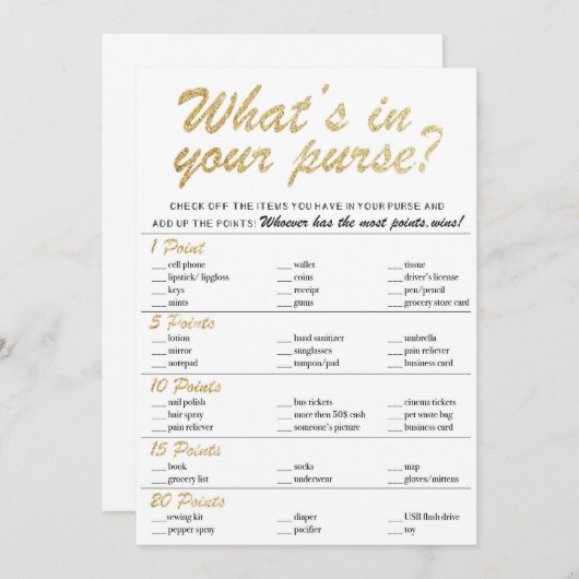 Was ist in deinem Handtaschendiebstahl-Spiel? (Vorne/Hinten)