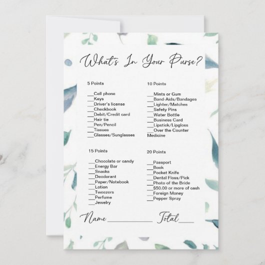 Was ist in deinem puren Brautparty "Grüne"? Einladung (Vorderseite)