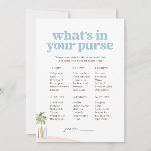 Was ist in deinem Purse Baby Beach Duschspiel? Einladung (Vorderseite)