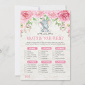 Was ist in deinem Purse Elephant Baby Shower Game? Einladung (Vorderseite)