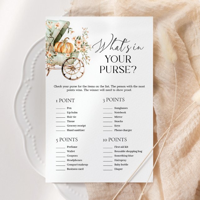 Was ist in deinem Purse Fall Pumpkin Baby Shower G (Von Creator hochgeladen)