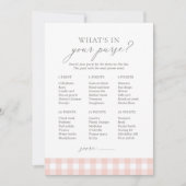Was ist in deinem Purse Pink Gingham Baby Shower G Einladung (Vorderseite)