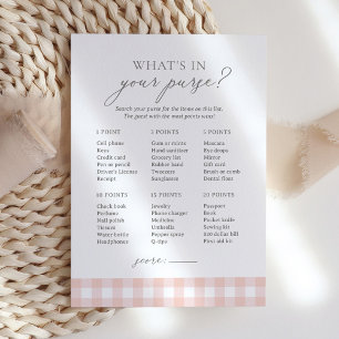 Was ist in deinem Purse Pink Gingham Baby Shower G Einladung