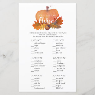 Was ist in deinem Purse Pumpkin Baby Shower Game?