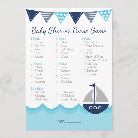 Was ist in deiner Geldbörse? - Sailor Baby Shower Programm (Vorderseite)