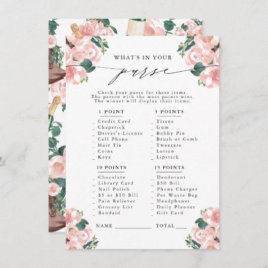 Was ist in deiner Hand? Boots & Bubbly Party Begleitkarte (Vorne/Hinten)