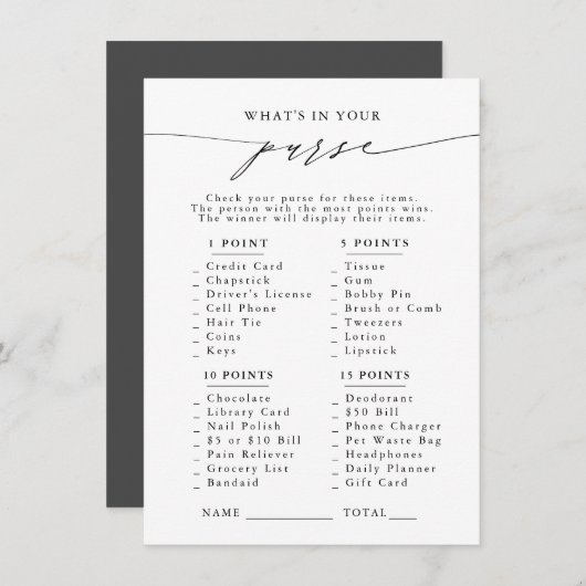 Was ist in deiner Hand? Brautparty Party Game Begleitkarte (Vorne/Hinten)