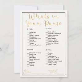Was ist in deiner Handtasche aus weißem Brautparty Einladung