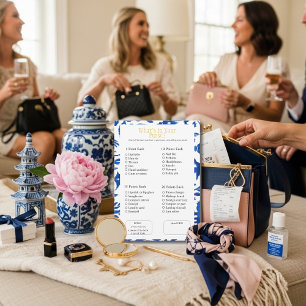 Was ist in deiner Handtasche? Braut- Shower Blaues Einladung