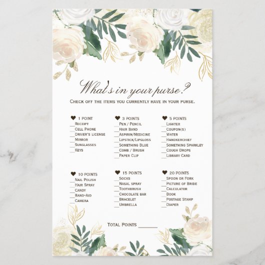 Was ist in deiner Handtasche? Brautparty Printable Flyer (Vorne)