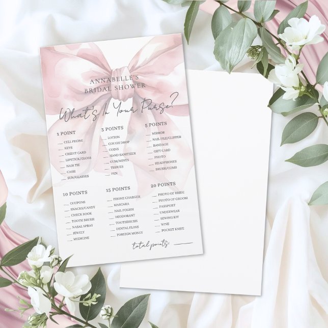 Was ist in deiner Handtasche Brautparty-Spiel (What's In Your Purse Bridal Shower Game)