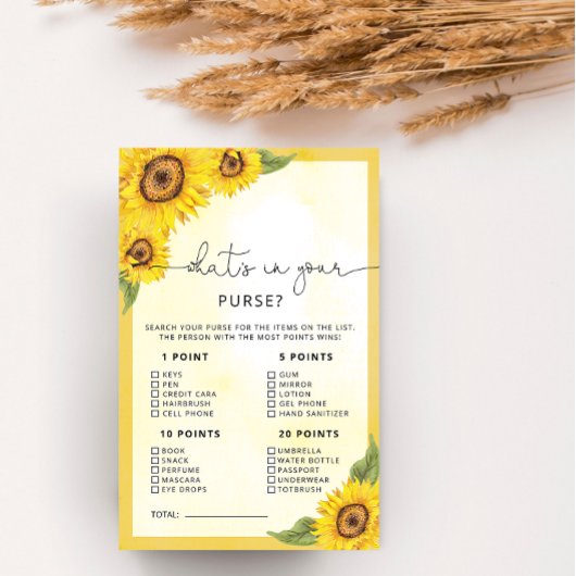 Was ist in deiner Handtasche? Brautparty Sunflower