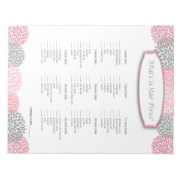 Was ist in deiner Handtasche Pink Gray Dahlia Game Notizblock