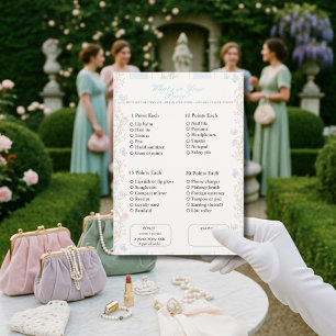 Was ist in deiner Handtasche? Romantisches Blumen- Einladung