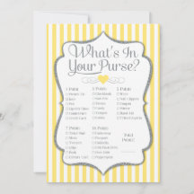 Was ist in deiner Purse Game Yellow Gray Dusche?