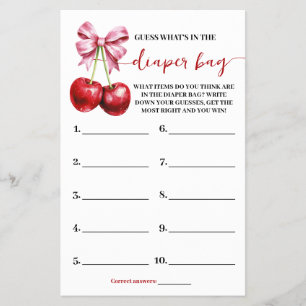 Was ist in der Windeln Bag Cherry Baby Shower Game Flyer