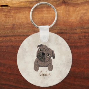 Was ist in einem Pugaccino-Niedlichen Hund-Mops? Schlüsselanhänger