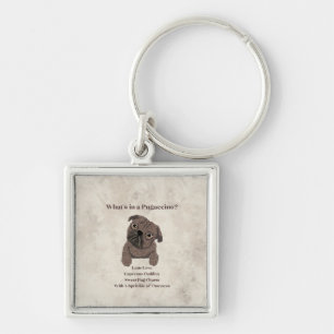 Was ist in einem Pugaccino-Niedlichen Hund-Mops? Schlüsselanhänger
