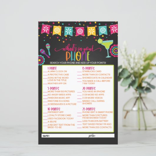 Was ist in Ihrem Phone Brautparty Game - Fiesta (Stehend Vorderseite)